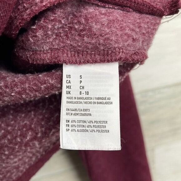 AMERICAN EAGLE Asymmetric Moto Sweatshirt Jacket Burgundy Womens Small - Picture 5 of 5